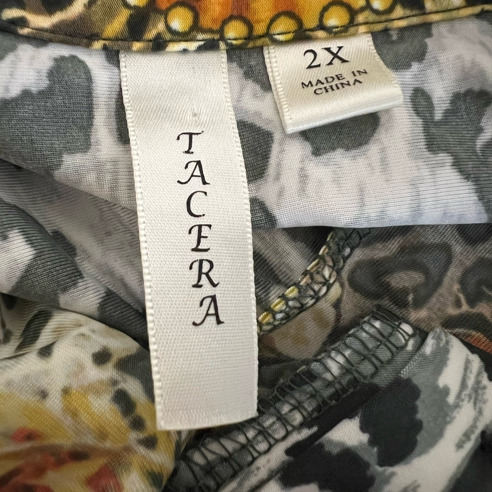 Tacera 2X Ling Sleeve Belted Animal Print & Baroque ShirtDress - Picture 6 of 8